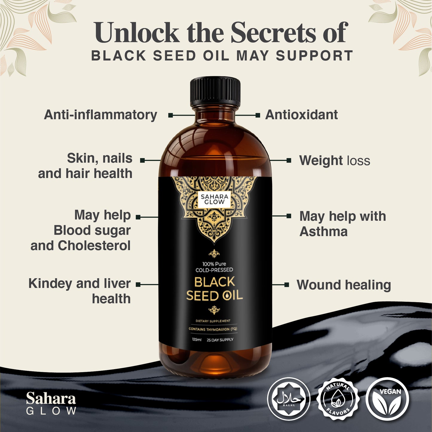 Sahara Glow Cold-Pressed Black Seed Oil | 125ml